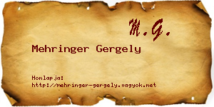 Mehringer Gergely névjegykártya